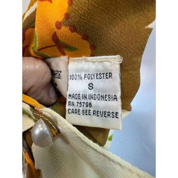 RUNVS Women's Long Maxi Dress Size S Multi Leaf Patchwork Sleeveless Back Tie - Picture 5 of 13